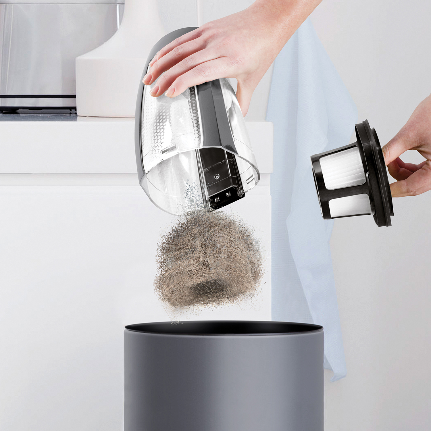 Leichte Entleerung von Tierhaaren und Schmutz